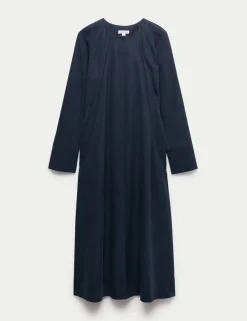 Pleat Detail Midi Dress