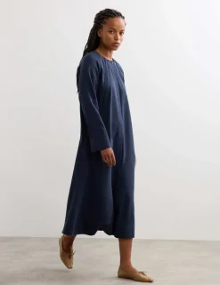 Pleat Detail Midi Dress