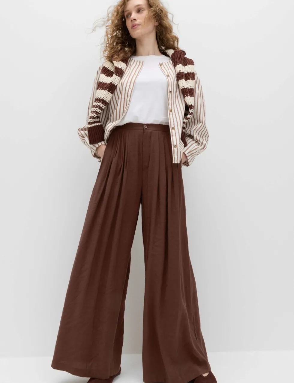 Pleat Front Palazzo Trousers