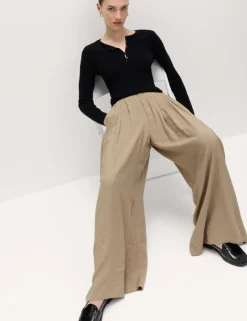 Pleat Front Palazzo Trousers