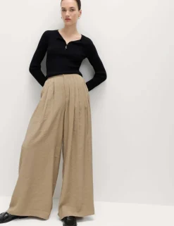 Pleat Front Palazzo Trousers