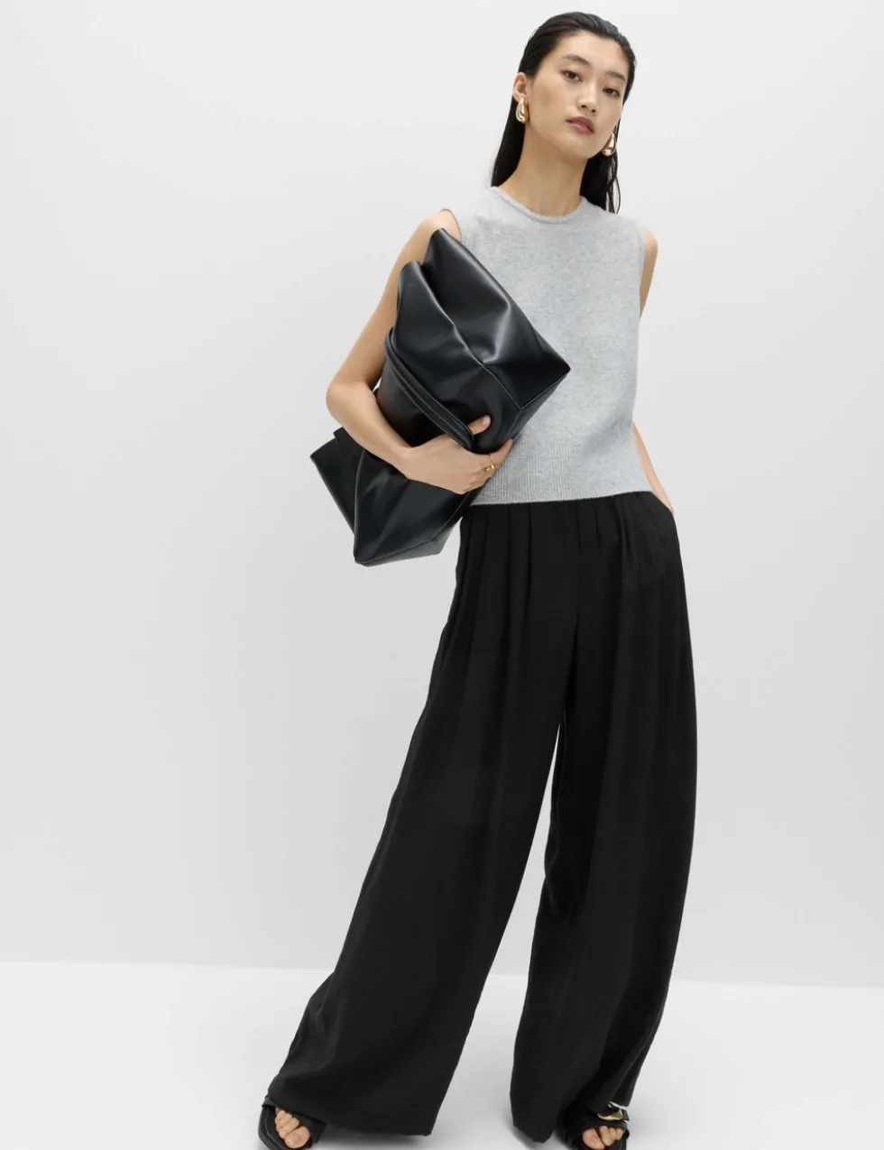 Pleat Front Palazzo Trousers