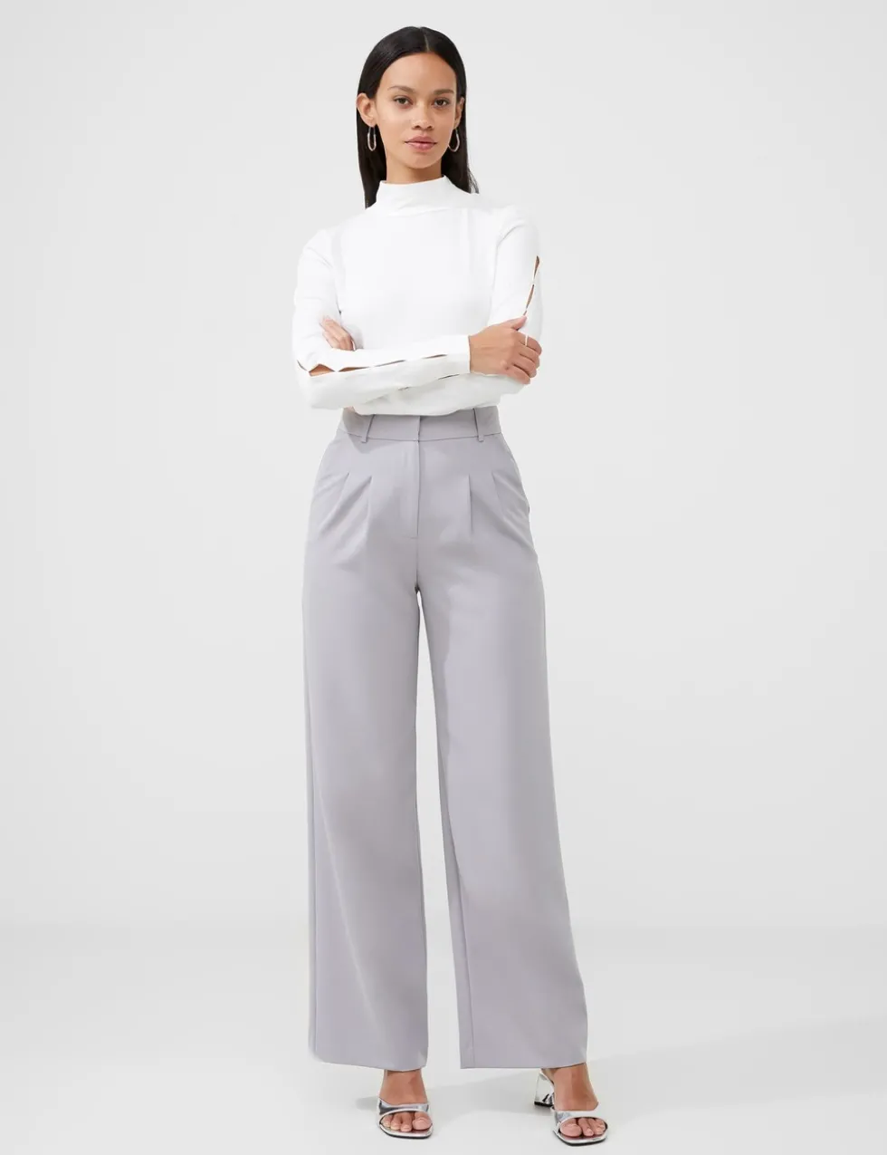 Pleat Front Straight Leg Trousers