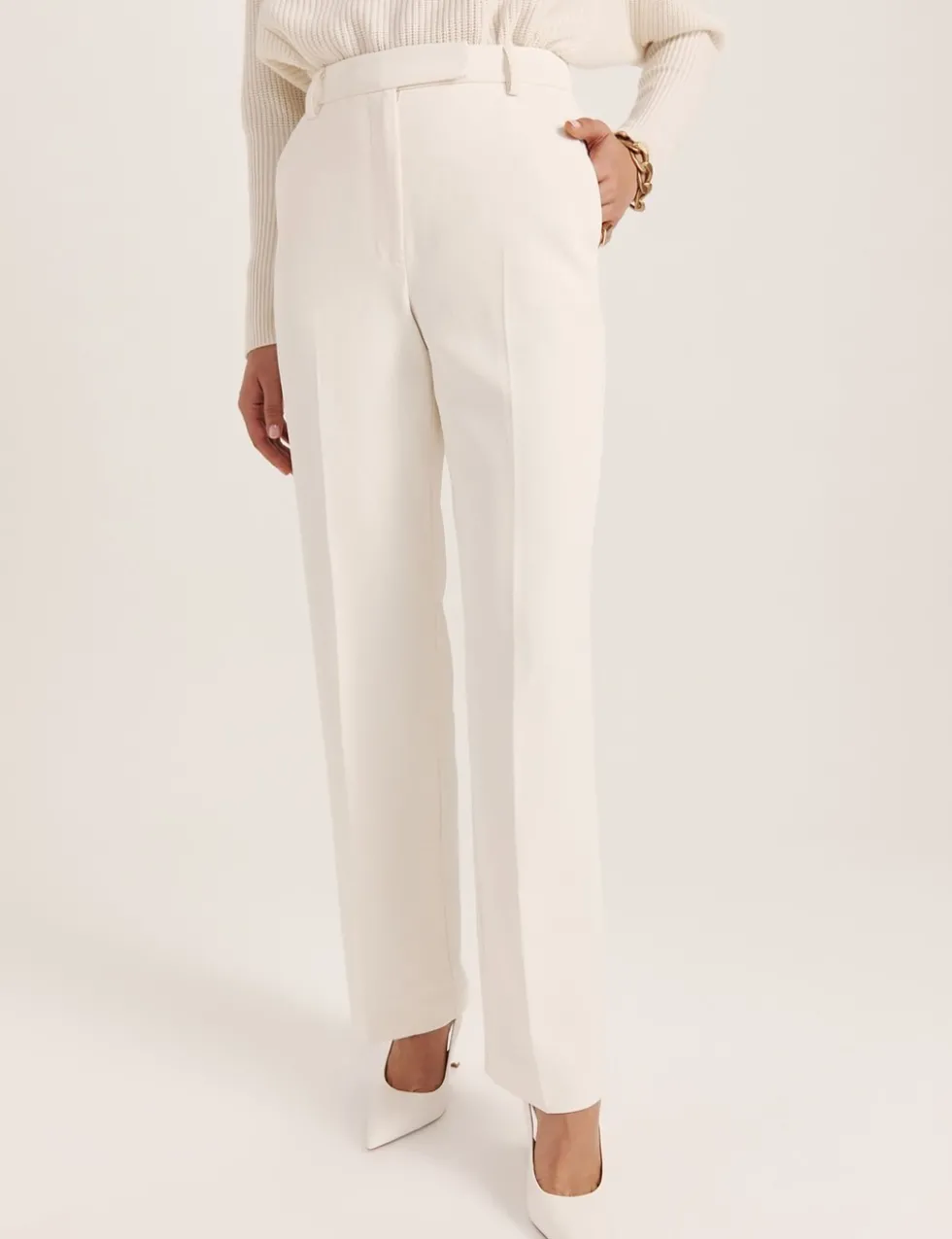 Pleat Front Straight Leg Trousers