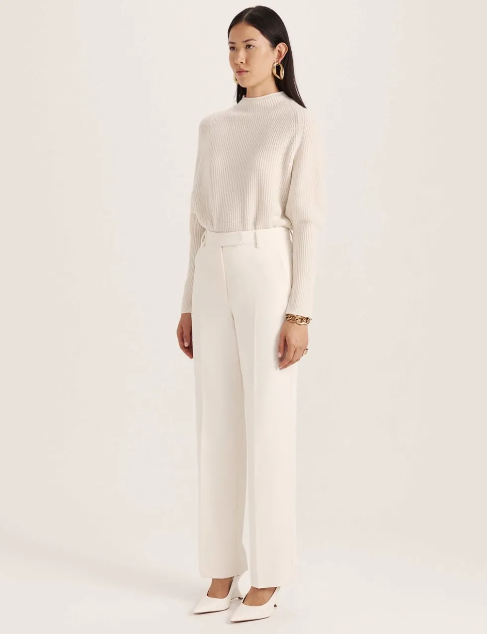Pleat Front Straight Leg Trousers