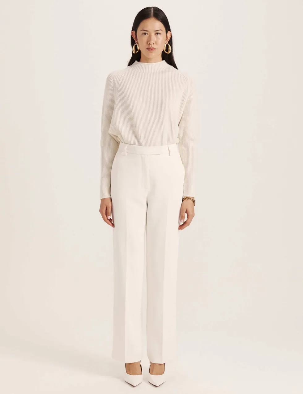 Pleat Front Straight Leg Trousers