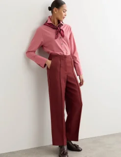 Pleat Front Straight Leg Trousers