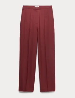 Pleat Front Straight Leg Trousers