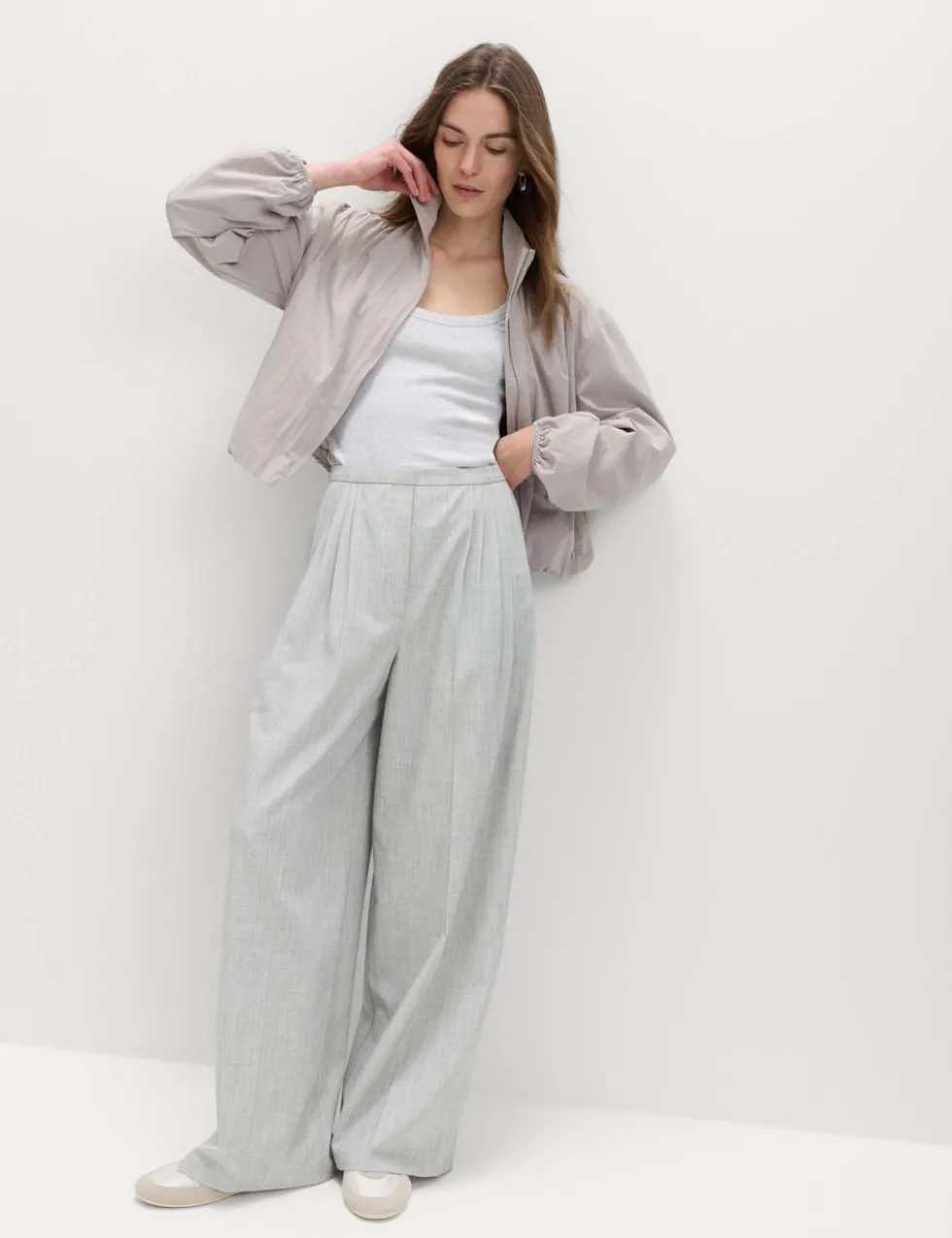 Pleat Front Wide Leg Palazzo Trousers
