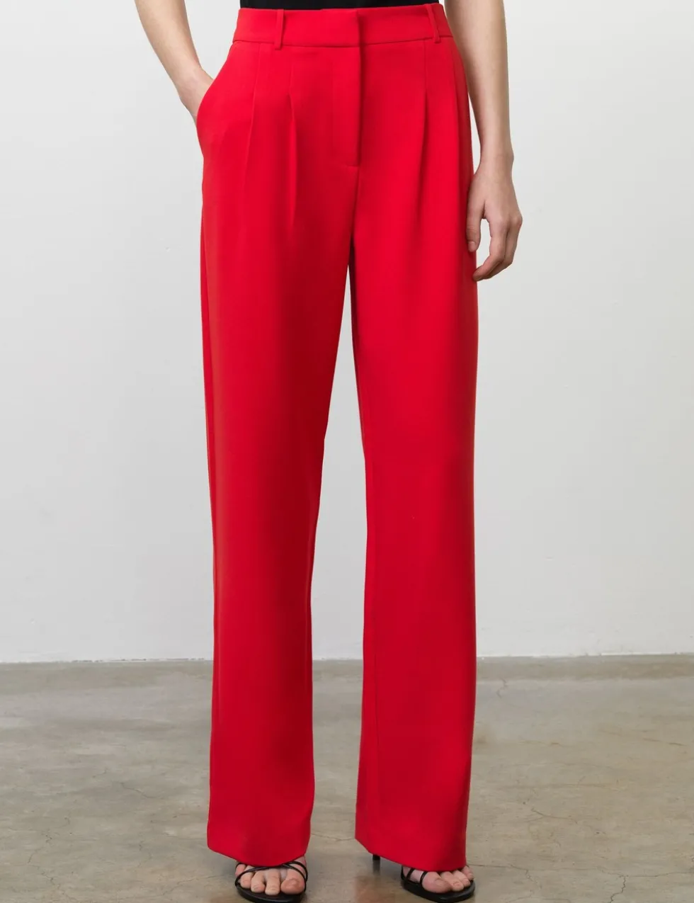 Pleat Front Wide Leg Trousers