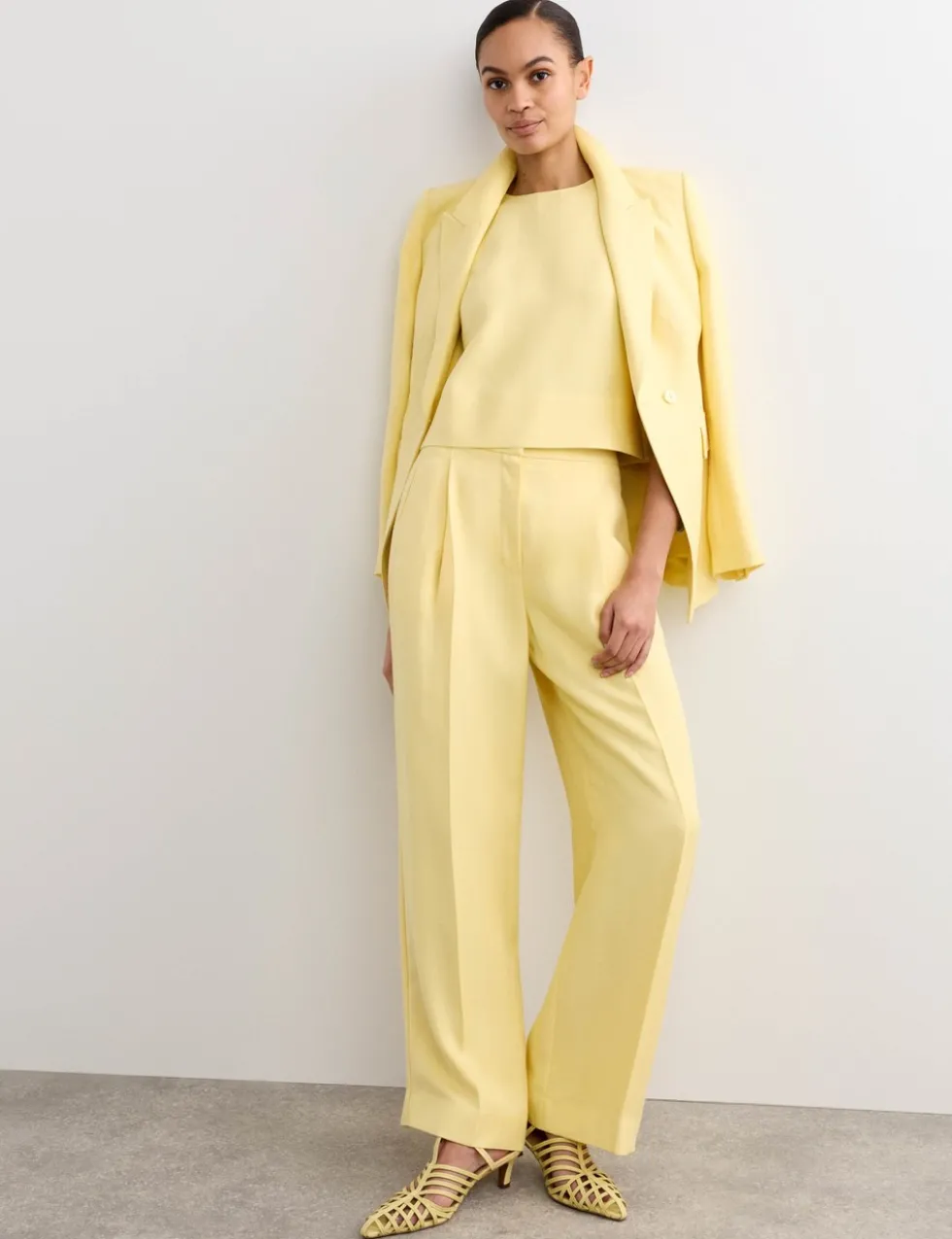 Pleat Front Wide Leg Trousers