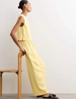Pleat Front Wide Leg Trousers