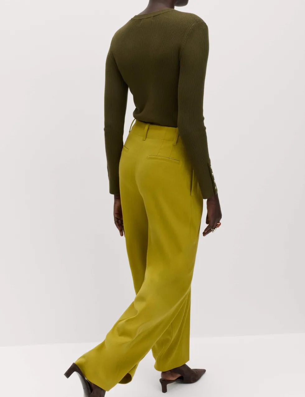 Pleat Front Wide Leg Trousers