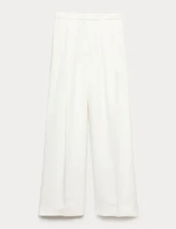 Pleat Front Wide Leg Trousers