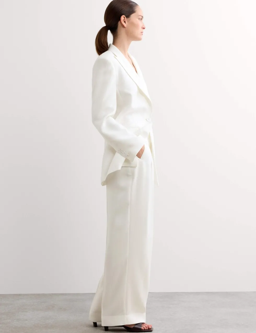 Pleat Front Wide Leg Trousers