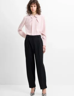 Pleated Barrel Leg Ankle Grazer Trousers