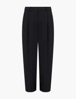 Pleated Barrel Leg Ankle Grazer Trousers