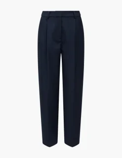 Pleated Barrel Leg Ankle Grazer Trousers