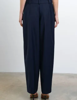 Pleated Barrel Leg Ankle Grazer Trousers