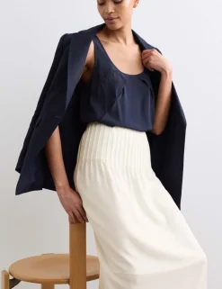 Pleated Midi Straight Skirt