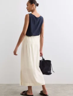 Pleated Midi Straight Skirt