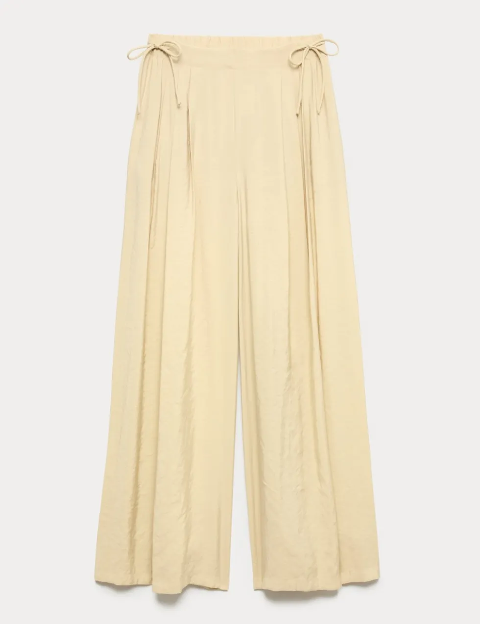 Pleated Tie Side Wide Leg Trousers
