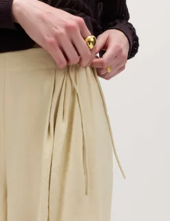Pleated Tie Side Wide Leg Trousers