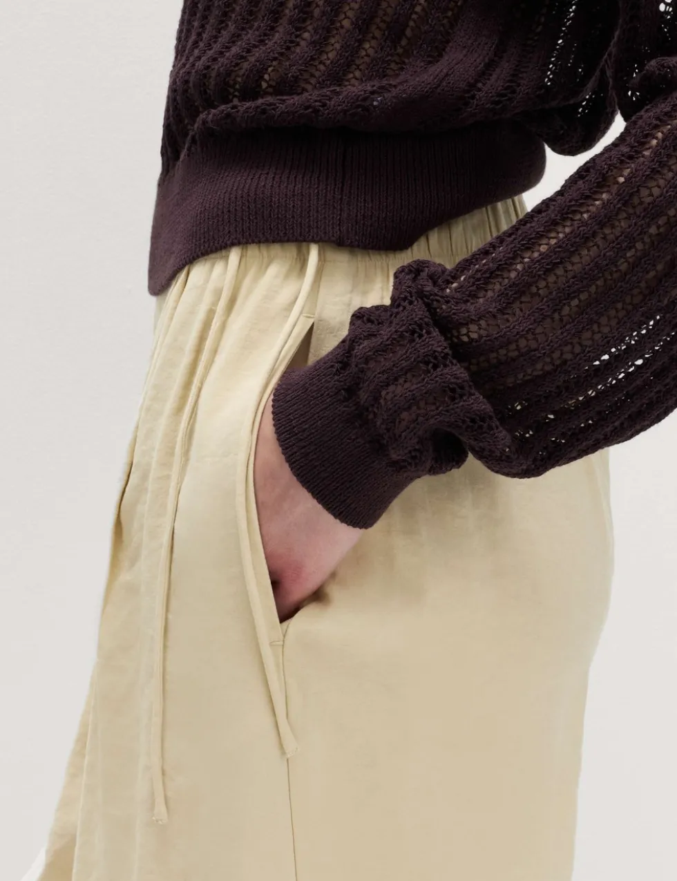 Pleated Tie Side Wide Leg Trousers