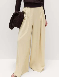 Pleated Tie Side Wide Leg Trousers