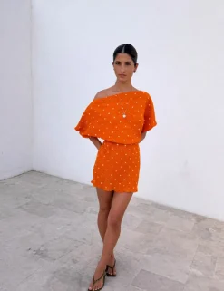 Plissé One Shoulder Mini Waisted Dress