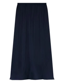 Plisse Pleated Midi Column Skirt