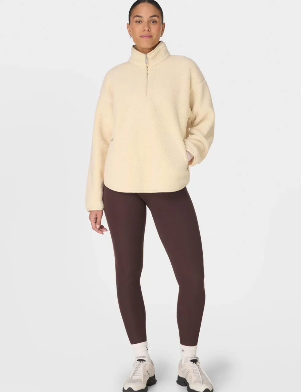 Plush Half Zip Funnel Neck Fleece Jacket