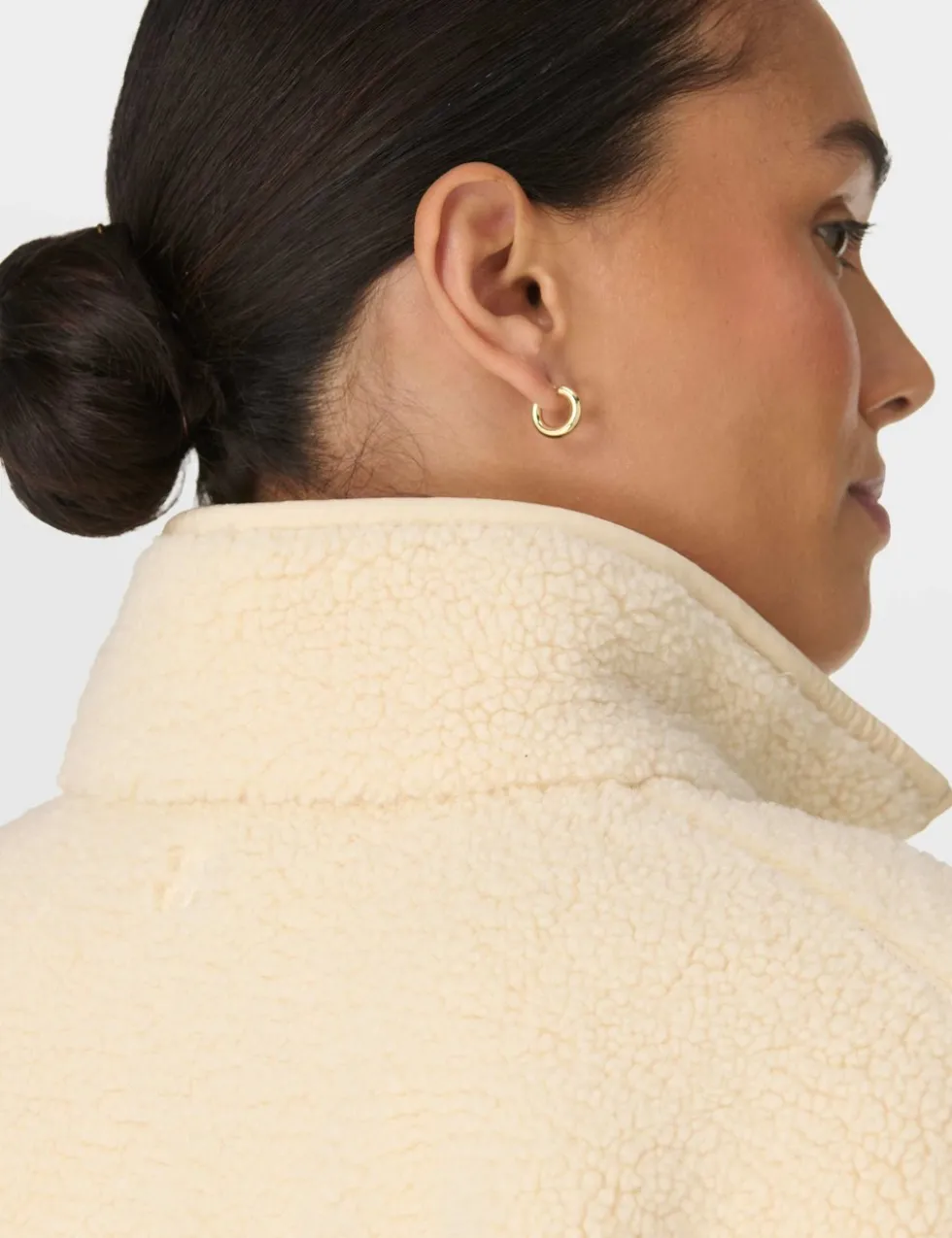 Plush Half Zip Funnel Neck Fleece Jacket