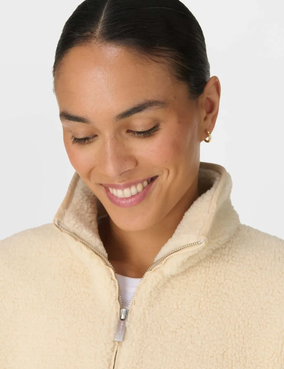 Plush Half Zip Funnel Neck Fleece Jacket
