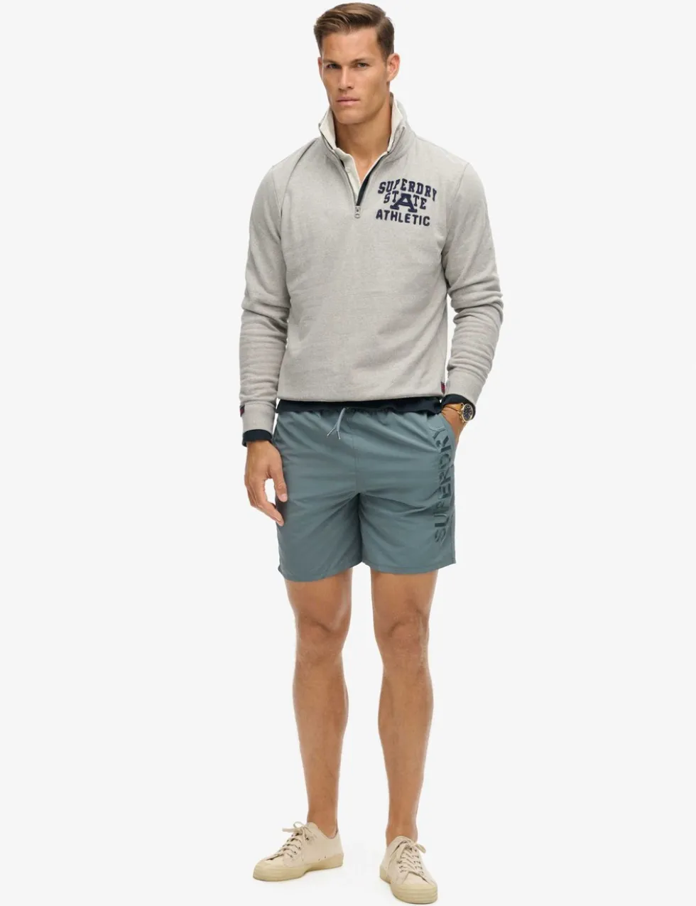 Pocketed Embroidered Logo Swim Shorts