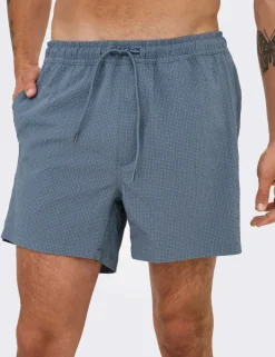 Pocketed Seersucker Swim Shorts