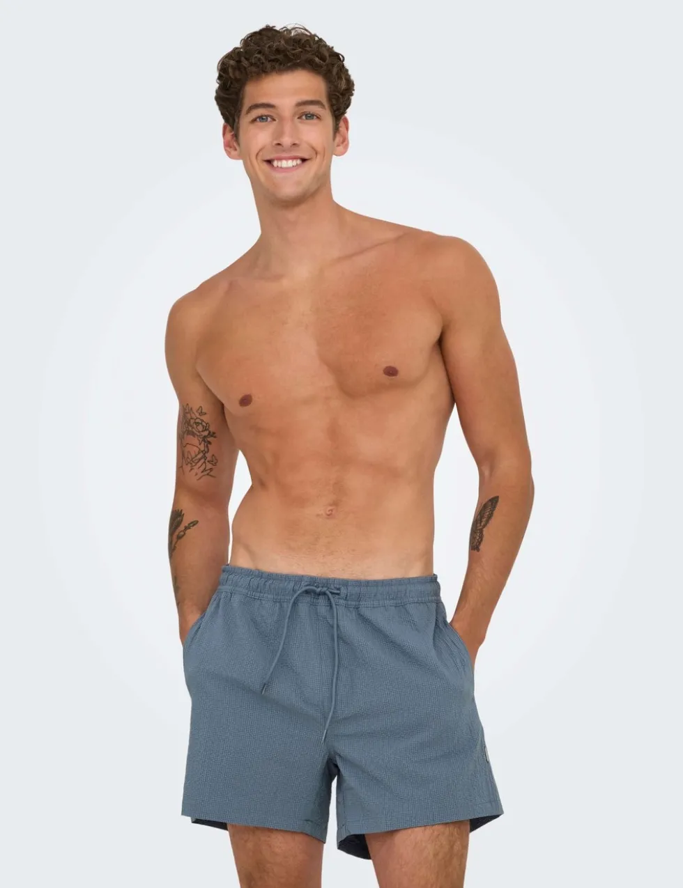 Pocketed Seersucker Swim Shorts