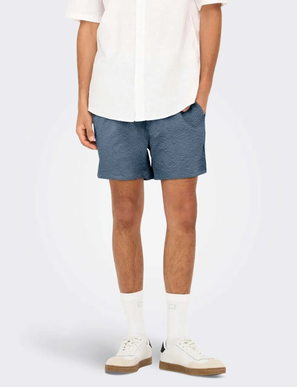Pocketed Seersucker Swim Shorts