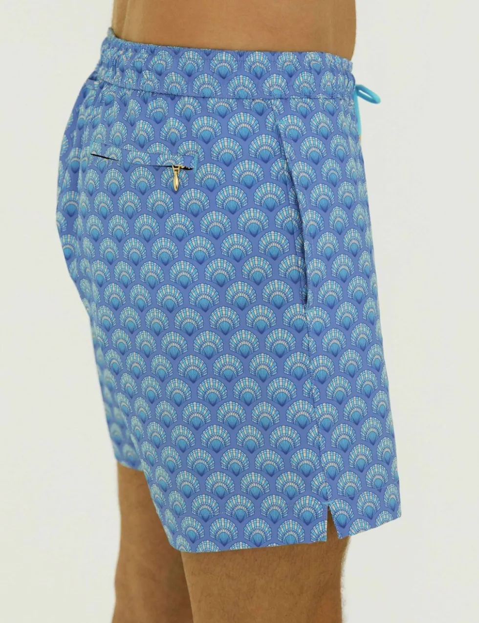 Pocketed Shell Print Swim Shorts
