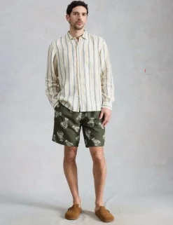 Pocketed Shrimp Print Swim Shorts