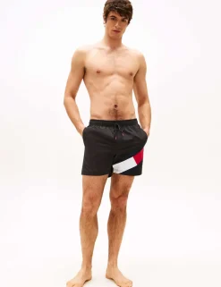 Pocketed Signature Flag Swim Shorts