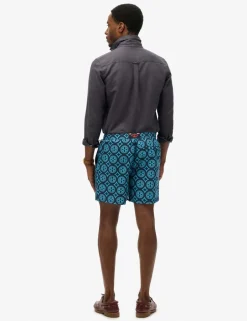 Pocketed Tile Print Swim Shorts