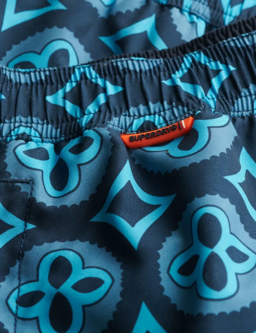 Pocketed Tile Print Swim Shorts