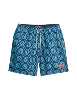 Pocketed Tile Print Swim Shorts