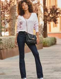 Pointelle Embellished V-Neck Relaxed Jumper