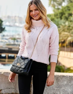 Pointelle Roll Neck Jumper