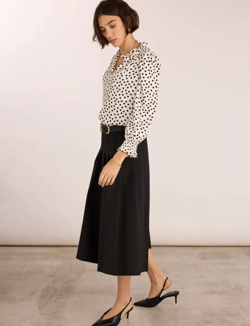 Polka Dot Button Through Blouse