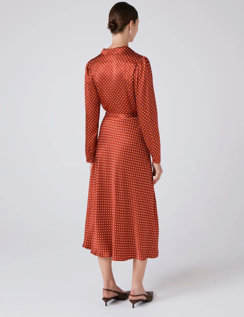 Polka Dot Collared Midi Tea Dress