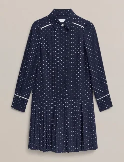 Polka Dot Collared Mini Shirt Dress