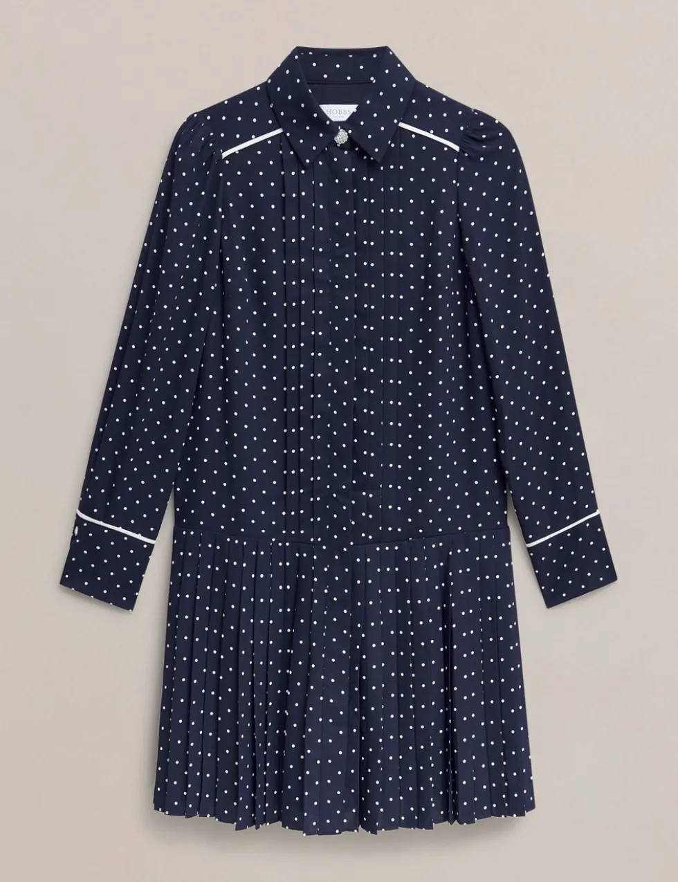 Polka Dot Collared Mini Shirt Dress